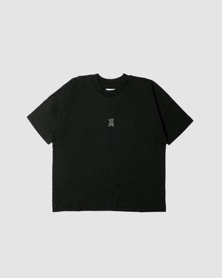 Silted Embroidered Tee Black