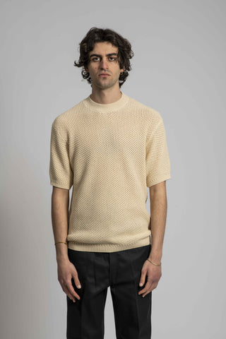 Arte Antwerp Klewik Knit T-Shirt Cream - m1e-1