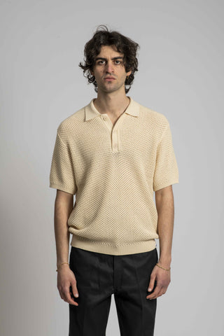 Arte Antwerp Klewik Polo Knit T-Shirt Cream