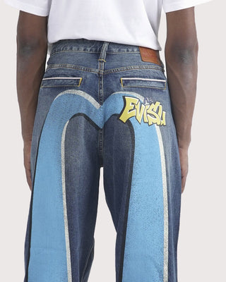 Evisu Graffiti Daicock Printed Jeans Indigo Mid Tone