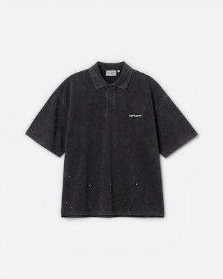 Carhartt WIP S/S Painter Polo Black Destroy Wash Splatter