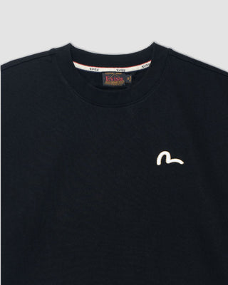 Evisu Knitted Seagull Emb & Carp Print Tee Black