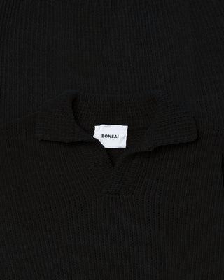 Bonsai Chenille Knit Polo Oversize Fit Black