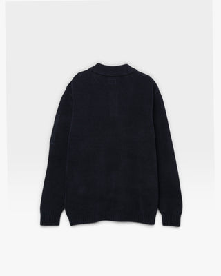 C.P Company Knitwear Polo Collar Chenille Cotton Total Eclipse