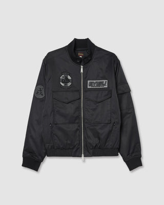 Evisu Multi Badges Padded Flight Jacket Black