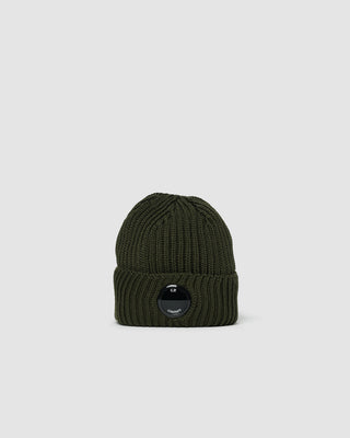 C.P Company Knit Cap In Extrafine Merino Wool B Lens Ivy Green