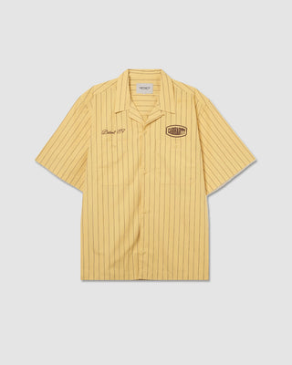 Carhartt WIP S/S Hendry Shirt Seaton Stripe, Straw/ Liberica