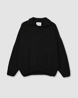 Bonsai Chenille Knit Polo Oversize Fit Black