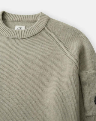 C.P. Company Chenille Cotton Crewneck Lens Sweater Flint Grey