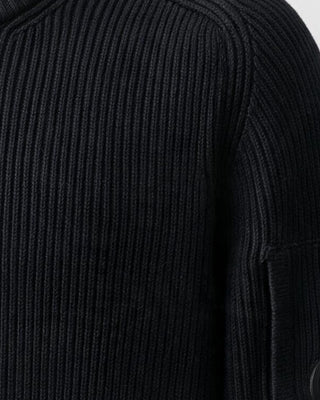 C.P. Company Full Rib Cotton Lens Crewneck Sweater Black