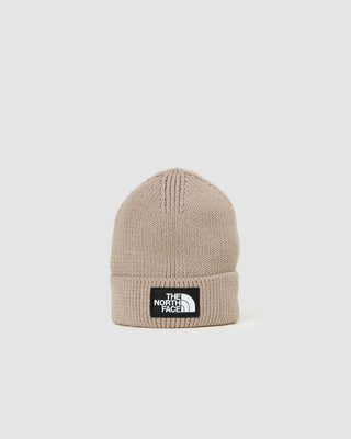The North Face Logo Box Cuffed Beanie Mushroom Grey