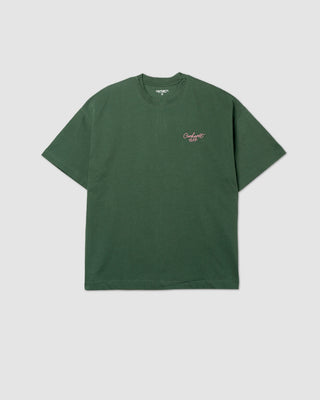 Carhartt WIP Signature Script T-shirt Sycamore Tree/Dusty Rose