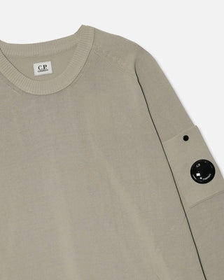 C.P. Company Cotton Crepe Crewneck Lens Sweater Dove