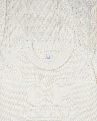 C.P Company Knitwear Crewneck Wool Soft Shwtland Gauze White