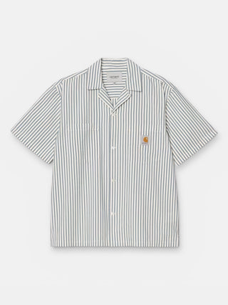 Carhartt WIP S/S Leavel Shirt Leavel Stripe Blue River