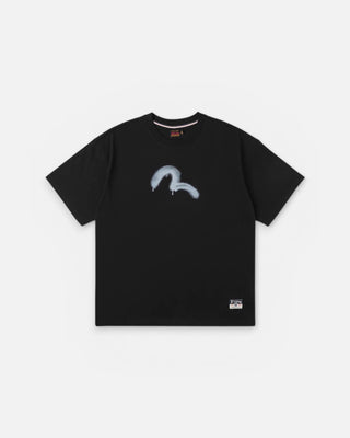 Evisu Ht Angel & Graffiti Slogan Printed Ss Tee Black