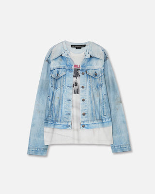 Andersson Bell Unisex Denim Jacketed Trompe-L’Oeil L/S T-Shirt Blue/White