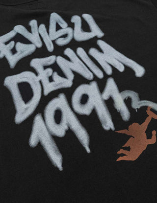 Evisu Ht Angel & Graffiti Slogan Printed Ss Tee Black