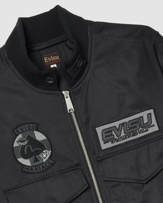 Evisu Multi Badges Padded Flight Jacket Black