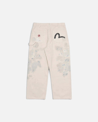 Evisu Ej Distressed Double Knee Pants White
