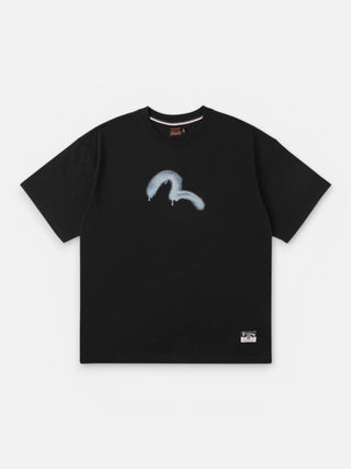 Evisu Ht Angel & Graffiti Slogan Printed Ss Tee Black