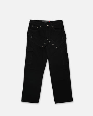 Andersson Bell Unisex Double Waist Work Wide-Leg Jeans Black