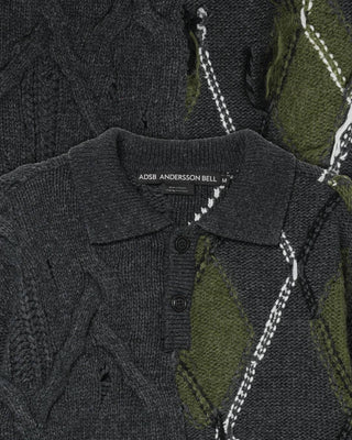 Andersson Bell Argyle Fisherman Polo Sweater Grey