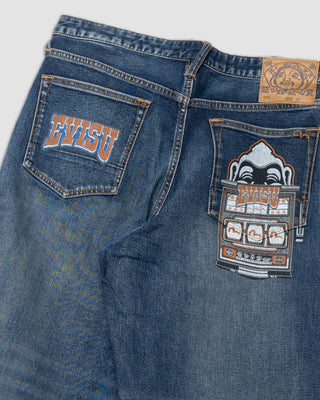 Evisu Woven Evisu & Slot Emb Coated Jeans Indigo