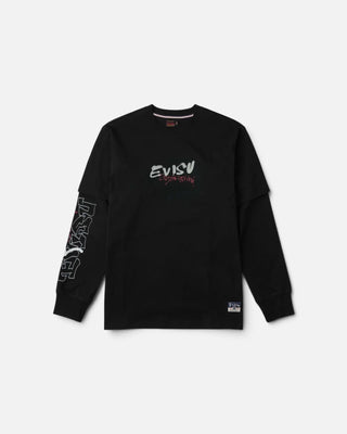 Evisu Ht Fortune Cat Ptinted Ls Tee Black