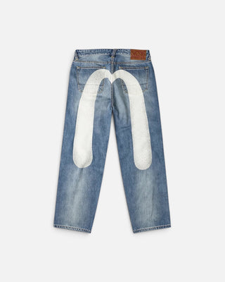 Evisu Ht Ecru Daicock Printed Jeans White Mid Tone Indigo