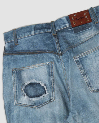Andersson Bell Unisex Custom Like Printed Denim Pants Mid Blue