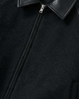 Arte Antwerp Leather Varsity Jacket Black
