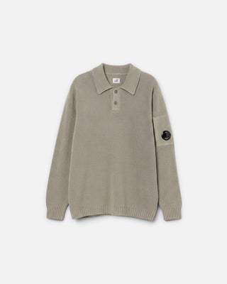 C.P. Company Chenille Cotton Polo Knitwear Flint Grey