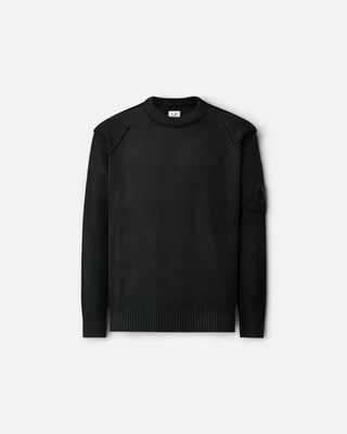 C.P Company Lambswool Lens Crewneck Contrast Sweater Black