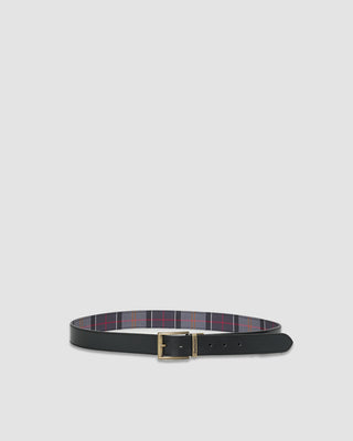 Barbour Reversible Tartan Leather Belt Black