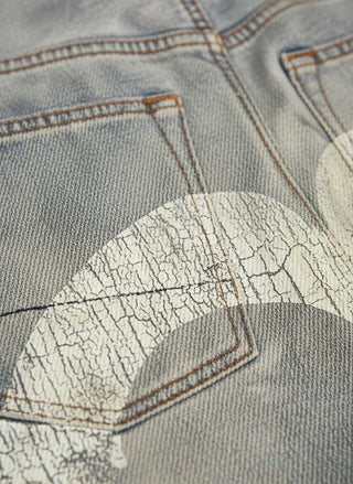 Evisu Ej Bleached Distressed 5P Jeans Light Tone Indigo