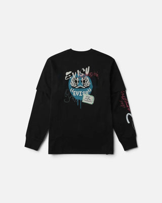 Evisu Ht Fortune Cat Ptinted Ls Tee Black