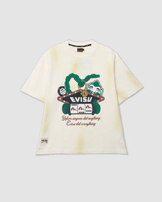 Evisu Knitted Seagull & Virtual Vacation Print Washed Tee