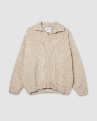 Bonsai Chenille Knit Polo Oversize Fit Beige