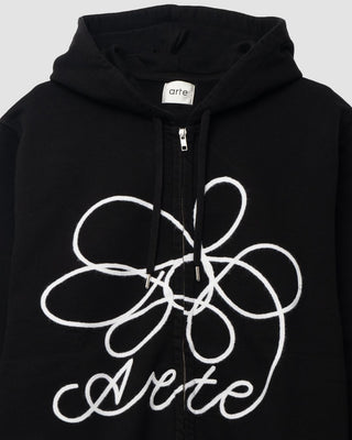 Arte Antwerp Flower Logo Zip Hoodie Black