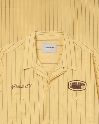 Carhartt WIP S/S Hendry Shirt Seaton Stripe, Straw/ Liberica