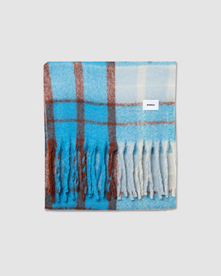 Bonsai Check Knit Scarf Light Blue
