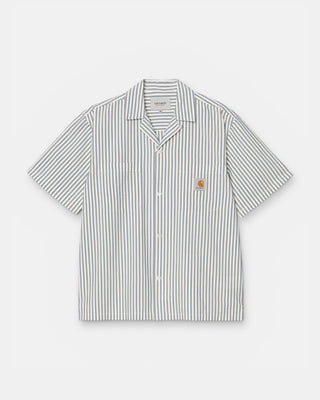Carhartt WIP S/S Leavel Shirt Leavel Stripe Blue River