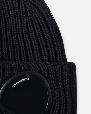 C.P. Company Extrafine Merino Wool Goggle Beanie Black