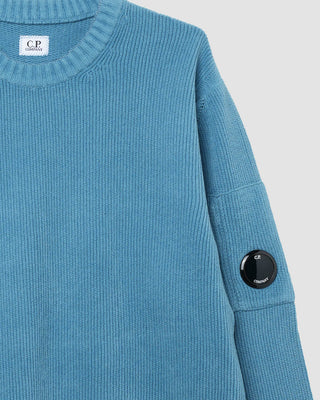 C.P Company Full Rib Crewneck Lens Sweater Aegean Blue