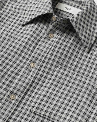 Séfr Button Up Flannel Shirt White/Black Check