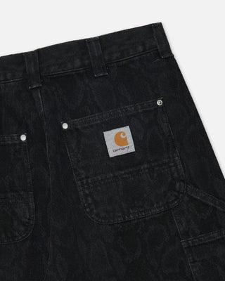 Carhartt WIP OG Double Knee Short Snake Camo Black heavy stone washed