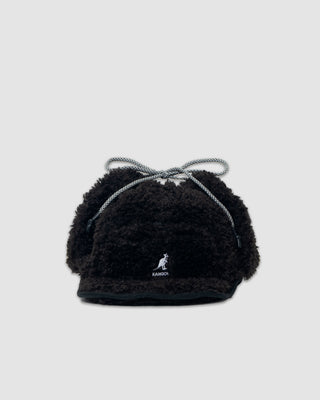 Kangol Faux Shearling Utility Flap Cap Black