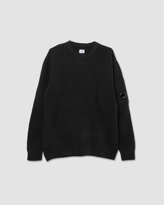 C.P Company Full Rib Crewneck Lens Sweater Black