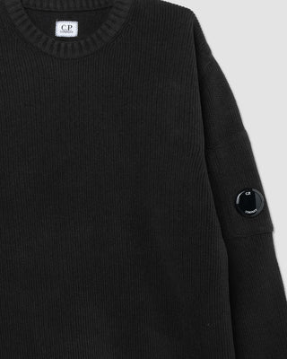 C.P Company Full Rib Crewneck Lens Sweater Black